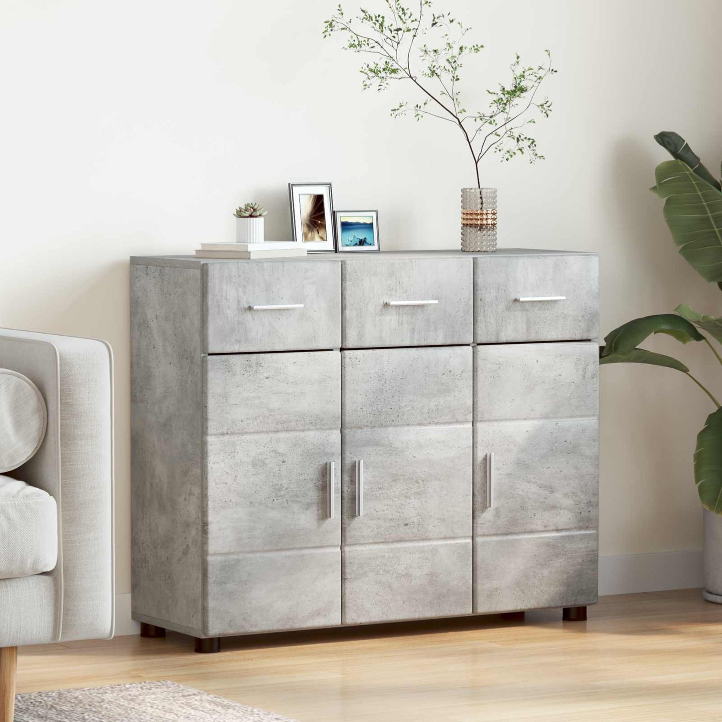 Sideboard FLORIN 88.5 x 30.5 x 73 cm Concrete Grey
