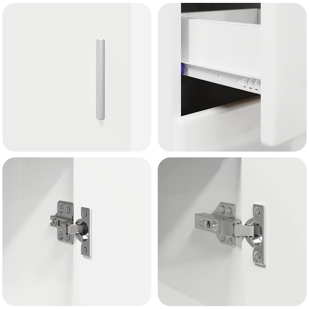 Sideboard with Door FLORIN High Gloss White 88.5 x 30.5 x 73 cm
