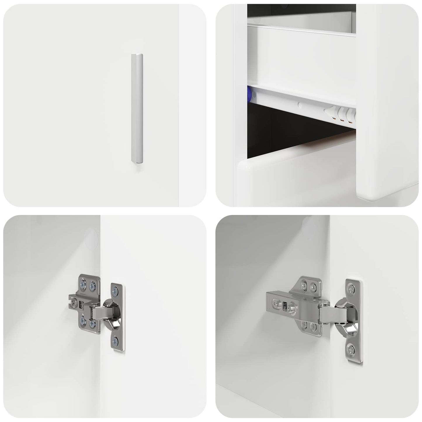 Sideboard FLORIN 88.5 x 30.5 x 73 cm High Gloss White