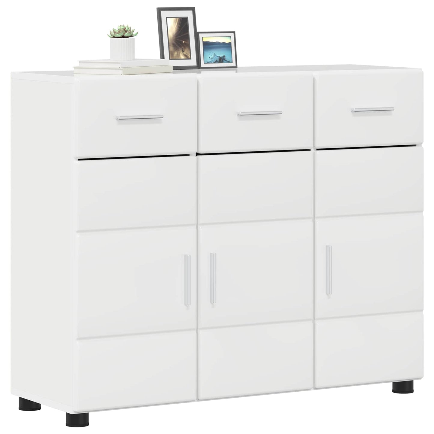 Sideboard FLORIN 88.5 x 30.5 x 73 cm High Gloss White