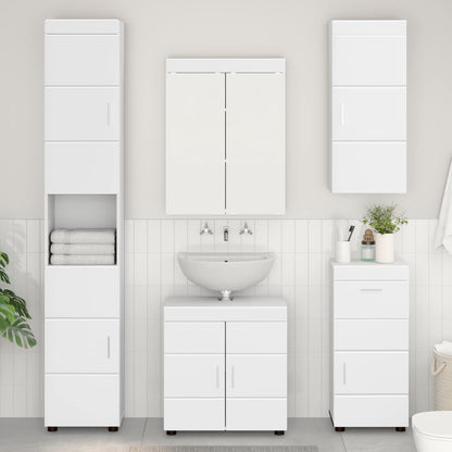 Bathroom Wall Cabinet with Shelf TULUM White 37 x 24.5 x 86 cm