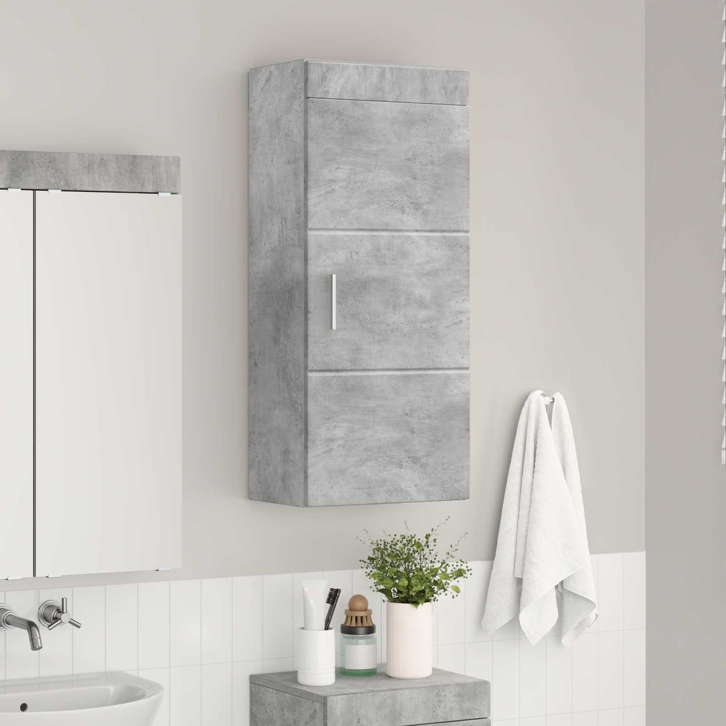 Bathroom Wall Cabinet TULUM Concrete Grey 37 x 24.5 x 86 cm