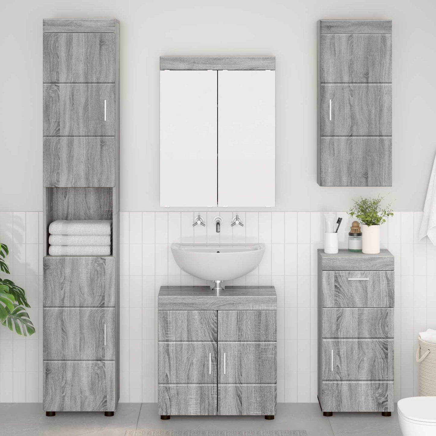 Bathroom Wall Cabinet TULUM Grey Sonoma 37 x 24.5 x 86 cm