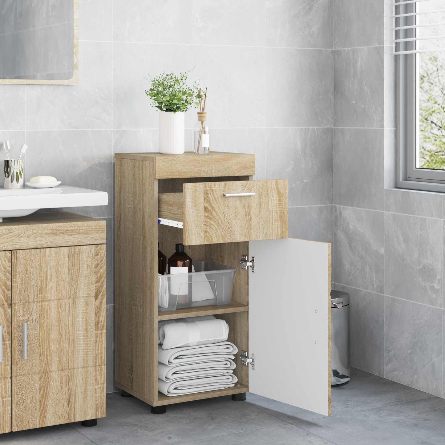 Bathroom Cabinet Set TULUM Sonoma Oak 37 x 31.5 x 82 cm