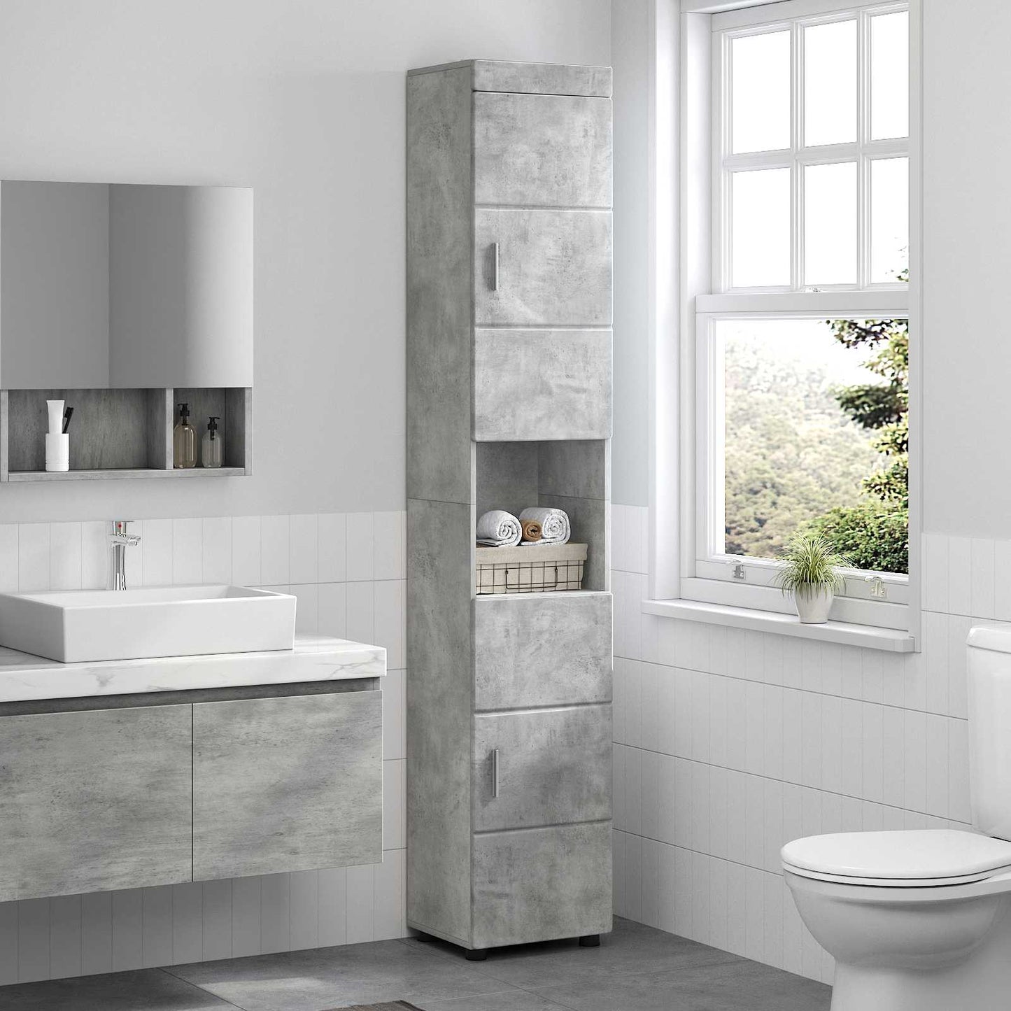 Bathroom Cabinet Set TULUM Concrete Grey 37 x 31.5 x 203 cm