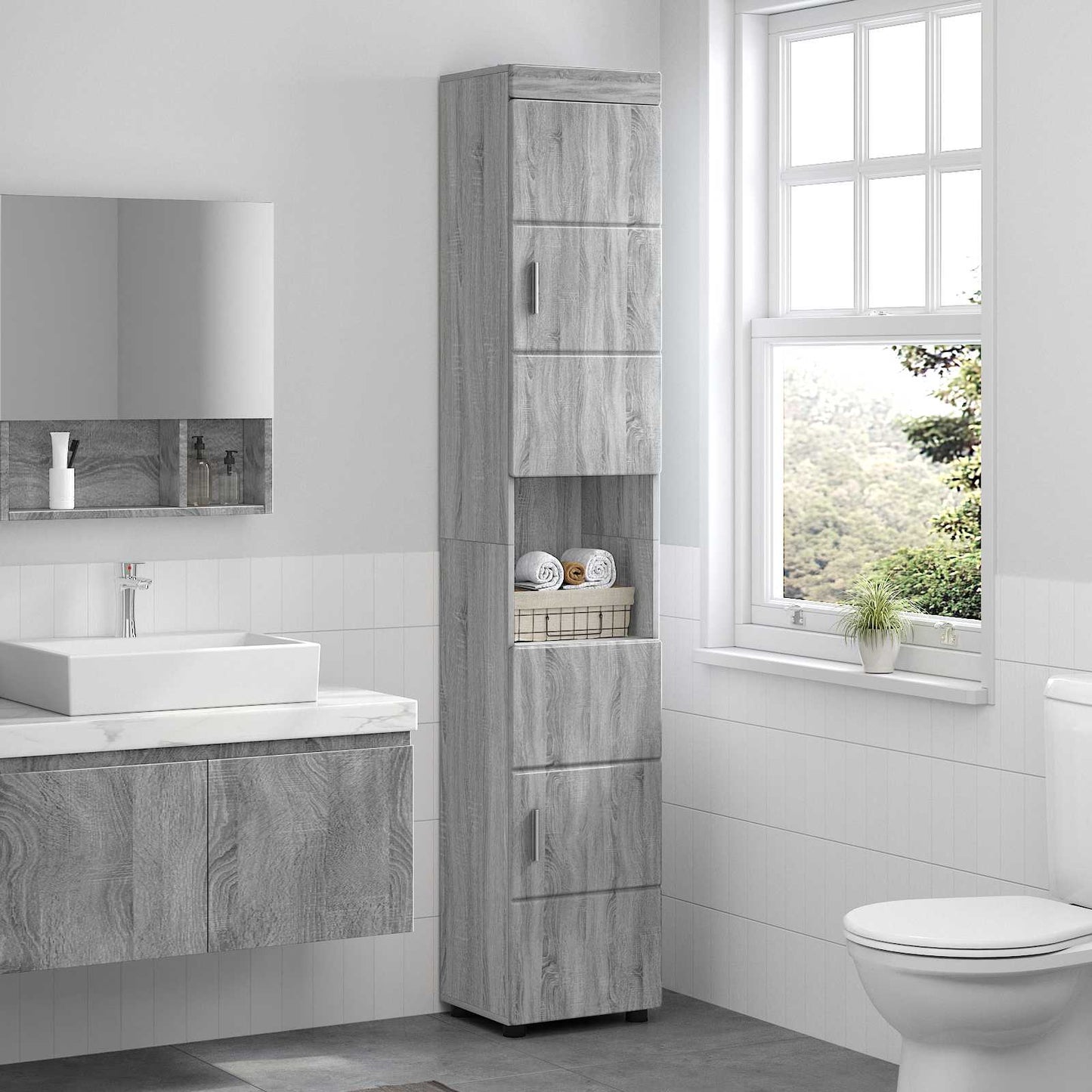 Bathroom Cabinet Set TULUM Grey Sonoma 37 x 31.5 x 203 cm