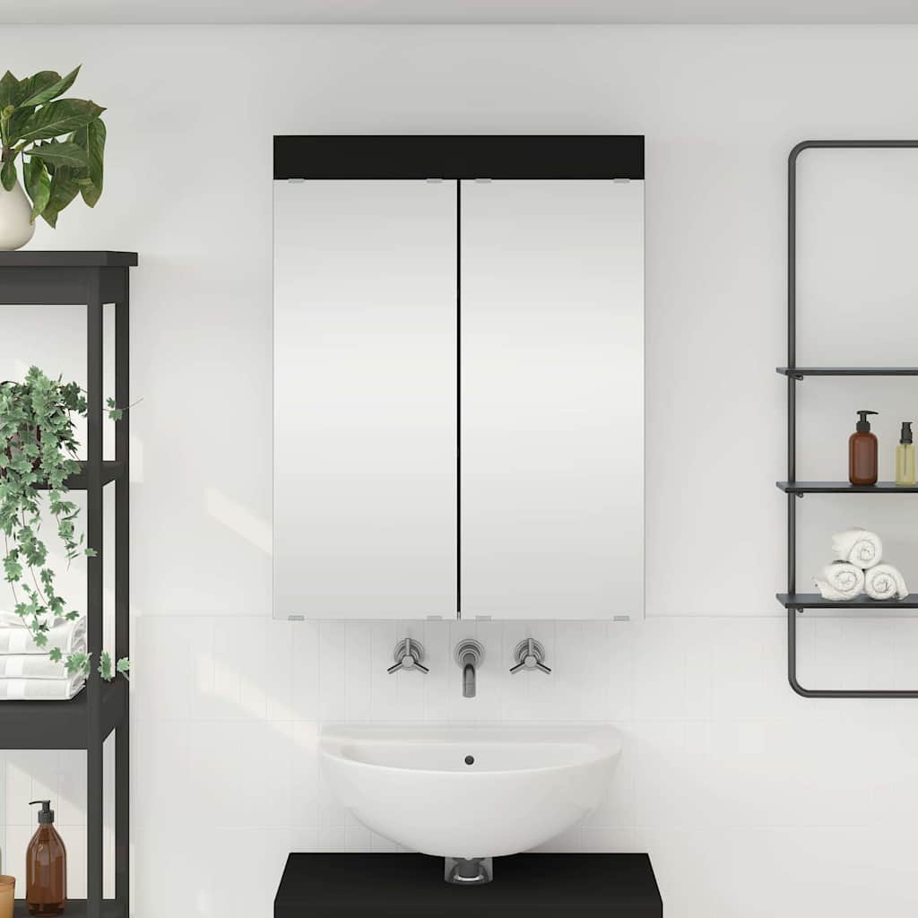 Bathroom Mirror Cabinet with Door TULUM Black 60 x 16.5 x 78 cm