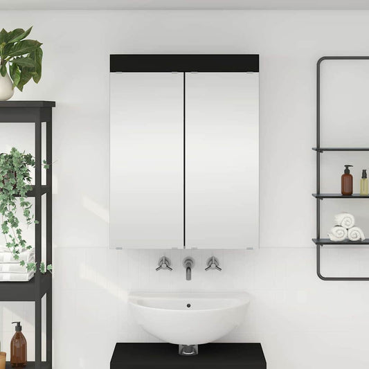 Bathroom Mirror Cabinet TULUM Black 60 x 16.5 x 78 cm