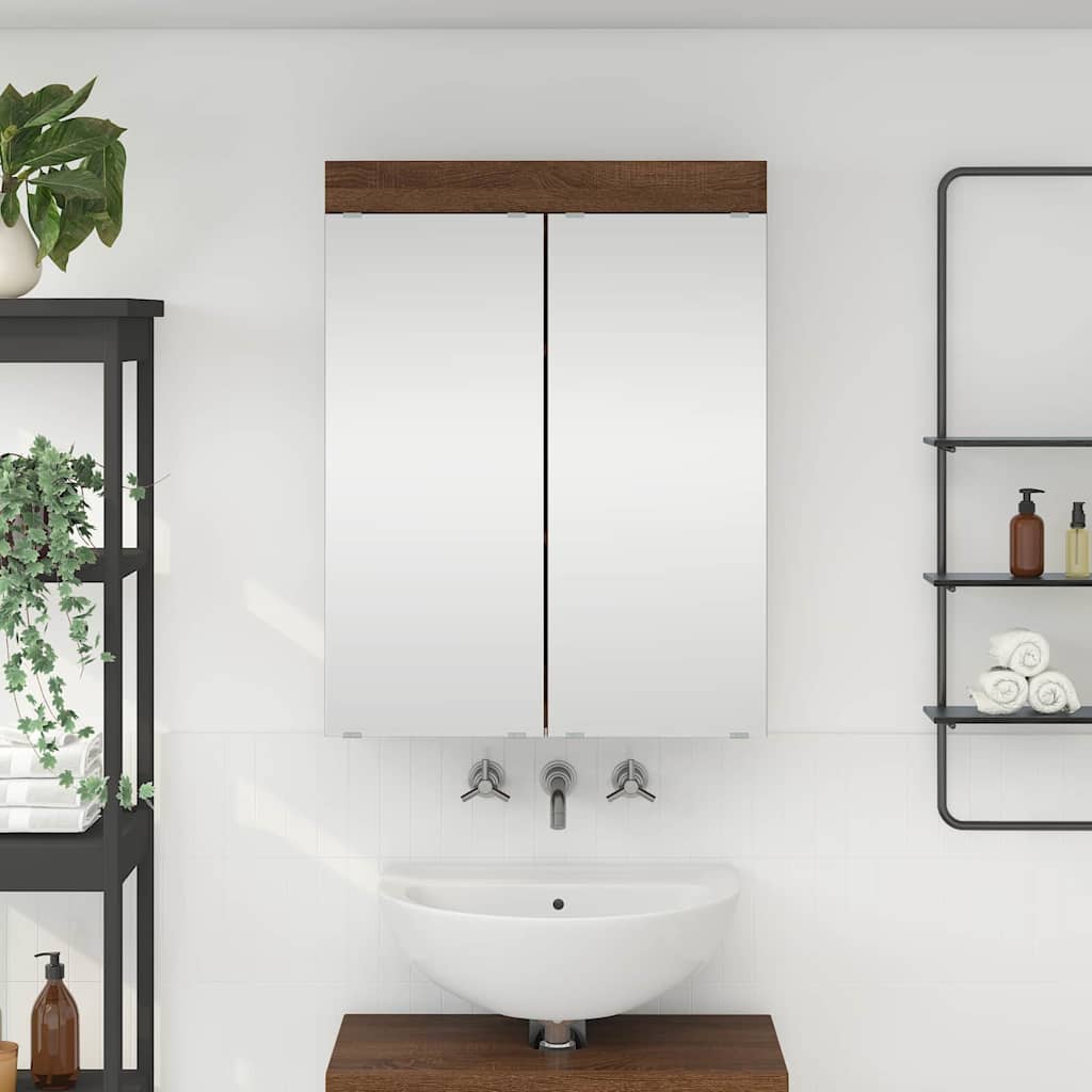 Bathroom Mirror Cabinet TULUM Brown Oak 60 x 16.5 x 78 cm
