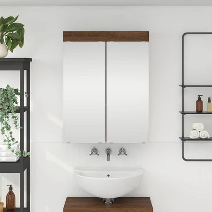 Bathroom Mirror Cabinet TULUM Brown Oak 60 x 16.5 x 78 cm