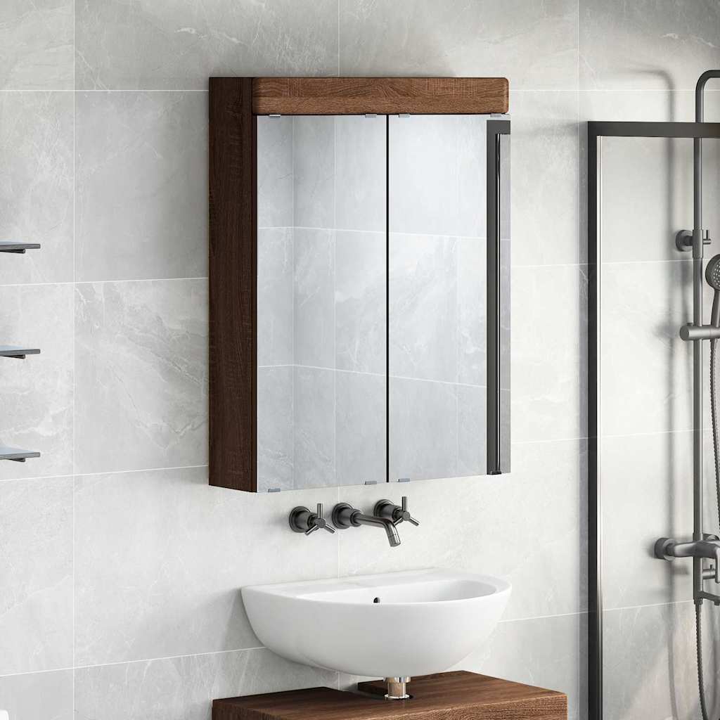 Bathroom Mirror Cabinet TULUM Brown Oak 60 x 16.5 x 78 cm