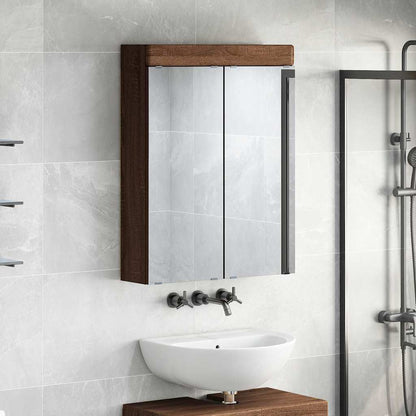Bathroom Mirror Cabinet TULUM Brown Oak 60 x 16.5 x 78 cm