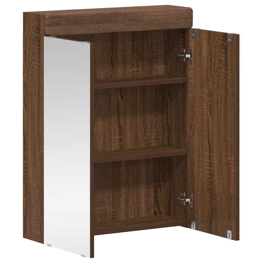 Bathroom Mirror Cabinet TULUM Brown Oak 60 x 16.5 x 78 cm