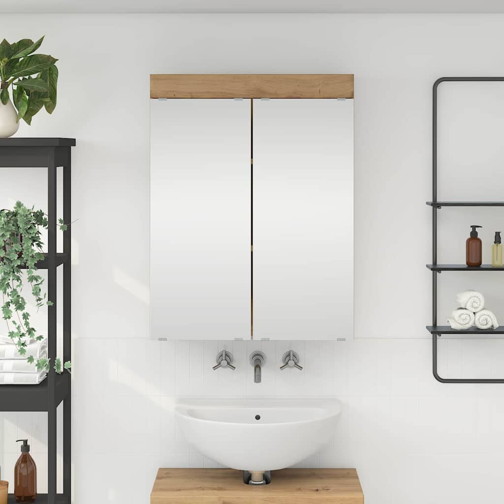 Bathroom Mirror Cabinet TULUM Artisan Oak 60 x 16.5 x 78 cm