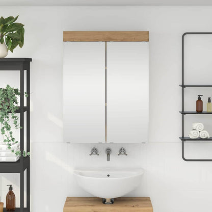 Bathroom Mirror Cabinet TULUM Artisan Oak 60 x 16.5 x 78 cm
