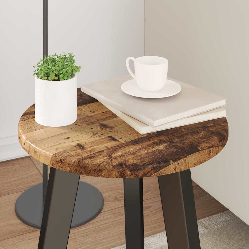 Table Top Ø 30 x 1.5 cm Round Engineered Wood Old Wood