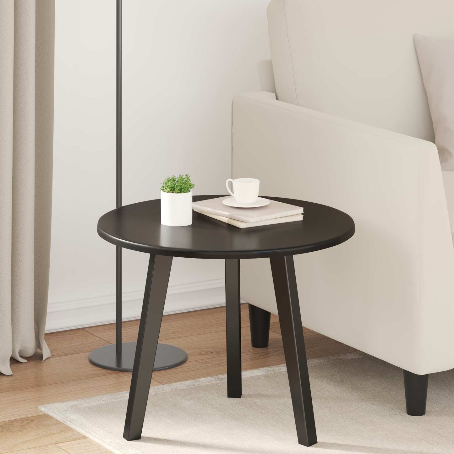 Table Top Black Ø 50 x 1.5 cm Engineered Wood