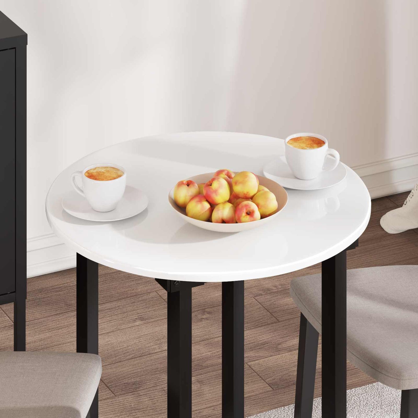 Table Top High gloss white Ø 60 x 1.5 cm Engineered Wood