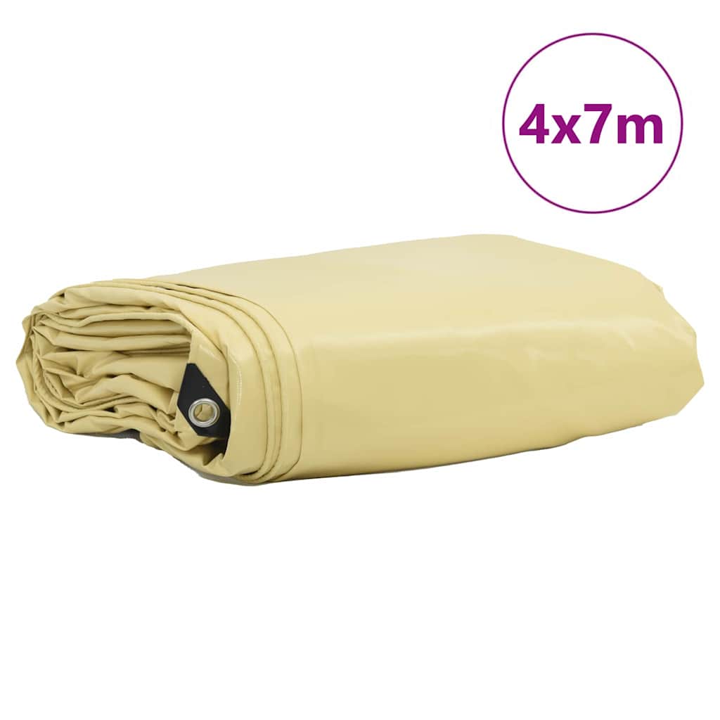 Tarpaulin 650g / m² Beige 4 x 7 m Canvas with PVC Coating