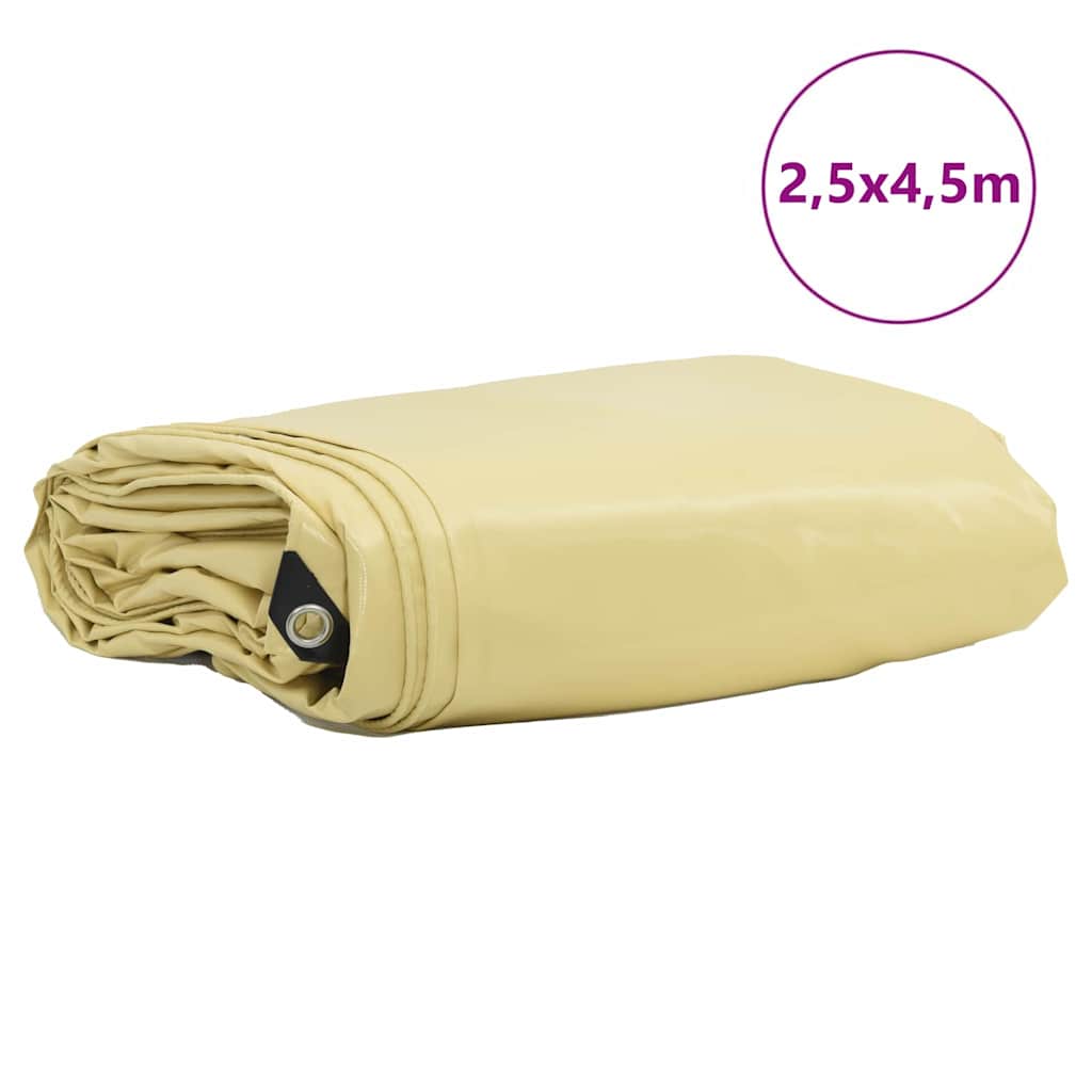 Tarpaulin 650g / m² Beige 2.5 x 4.5 m Canvas with PVC Coating