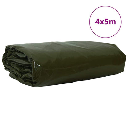 Tarpaulin 650g / m² Olive Green 4 x 5 m Canvas with PVC Coating