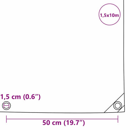 Tarpaulin 650g / m² Olive Green 1.5 x 10 m