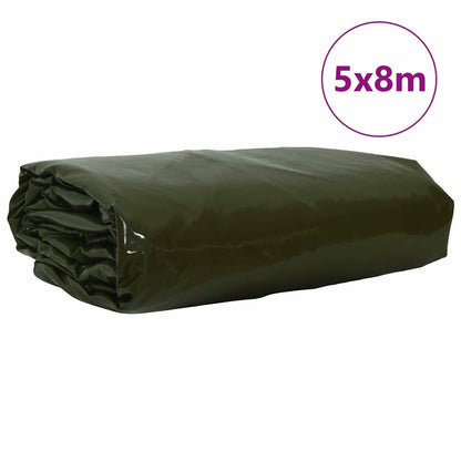 Tarpaulin 650g / m² Olive Green 5 x 8 m Canvas with PVC Coating