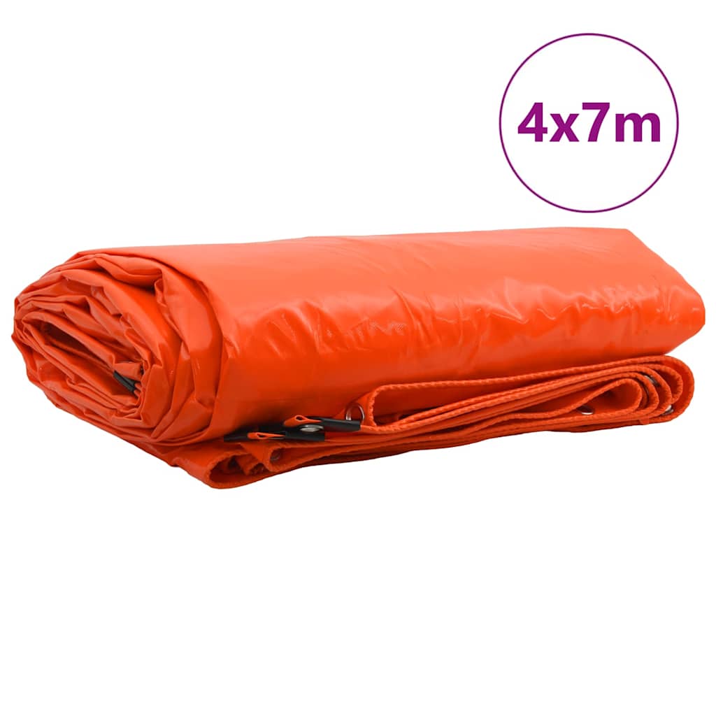 Tarpaulin 650g / m² Orange 4 x 7 m Canvas with PVC Coating