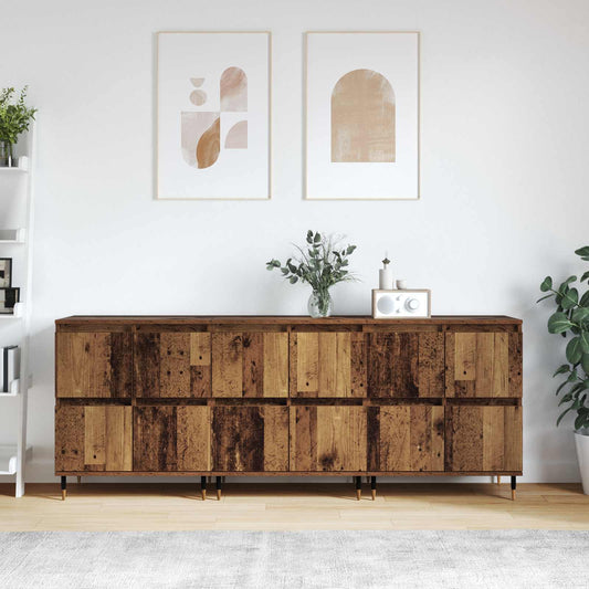Storage Cabinet 3 pcs Old Wood 60 x 35 x 70 cm