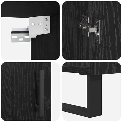 Highboard 2 pcs Black oak Engineered wood