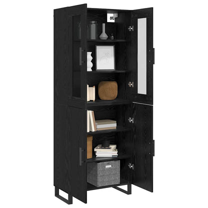 Highboard 2 pcs Black oak Engineered wood