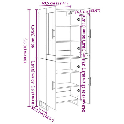 Highboard 2 pcs Black oak Engineered wood