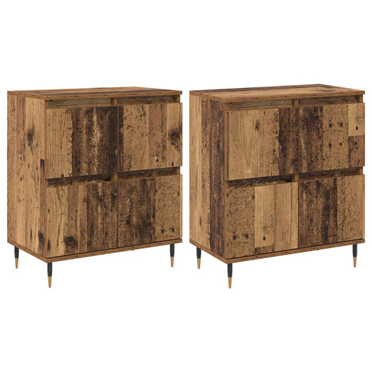 Storage Cabinet 2 pcs Old Wood 60 x 35 x 70 cm