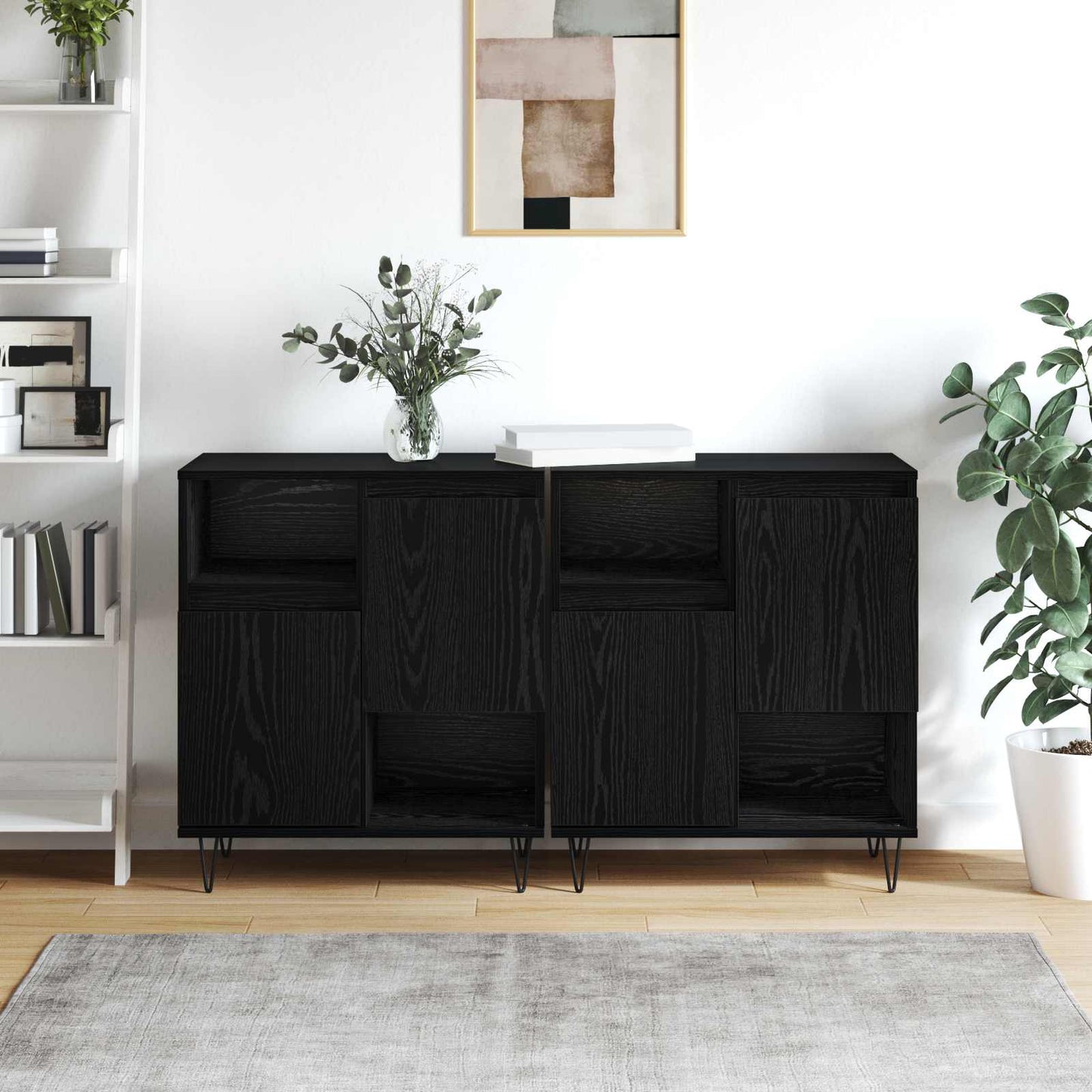 Sideboard 2 pcs Black Oak 60 x 35 x 70 cm
