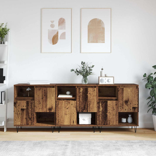 Sideboard 3 pcs Old Wood 60 x 35 x 70 cm