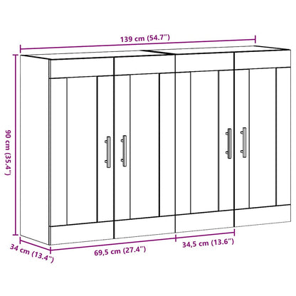 Wall Mounted Cabinets 2 pcs Old wood 69.5 x 34 x 90 cm
