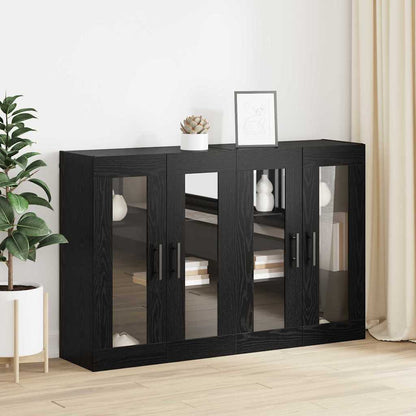Wall Mounted Cabinets 2 pcs Black oak 69.5 x 34 x 90 cm