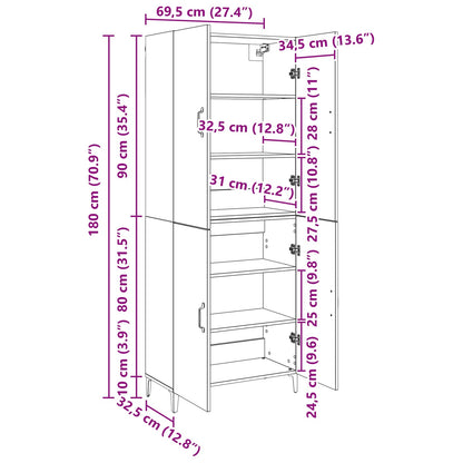 Highboard 2 pcs Artisan Oak 69.5 x 34 x 180 cm Engineered Wood