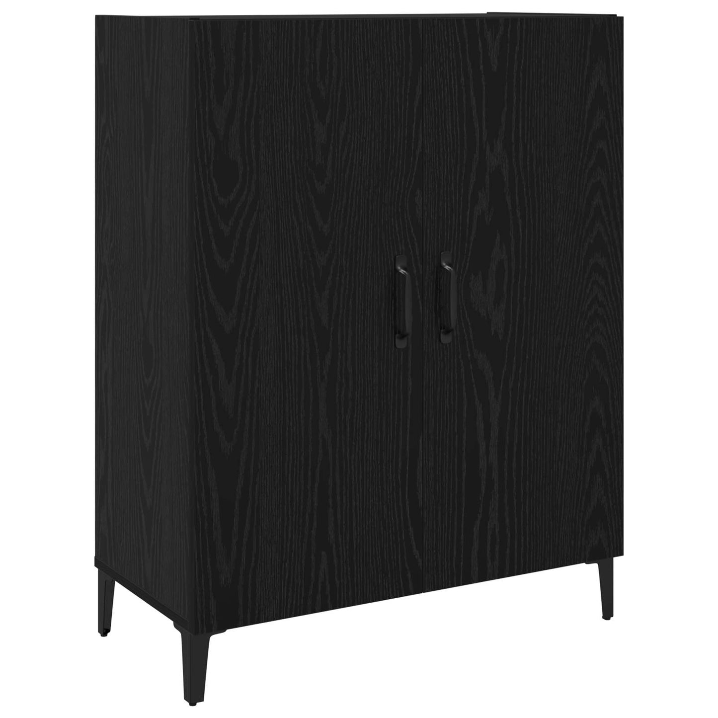 Highboard 2 pcs Black Oak Engineered Wood