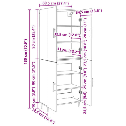 Highboard Old wood 69.5 x 34 x 180 cm Engineered Wood