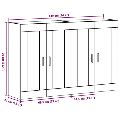 Wall Mounted Cabinets 2 pcs Old wood 69.5 x 34 x 90 cm