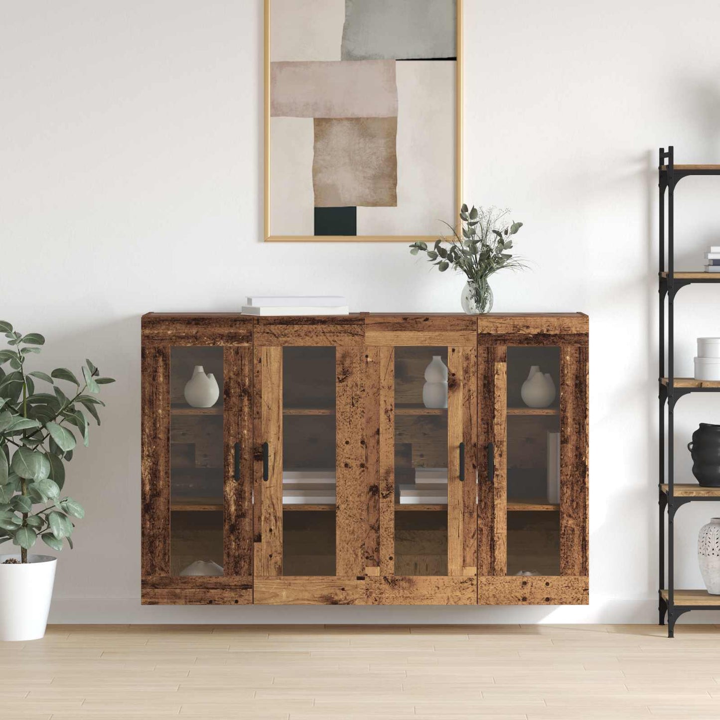 Wall Mounted Cabinets 2 pcs Old wood 69.5 x 34 x 90 cm