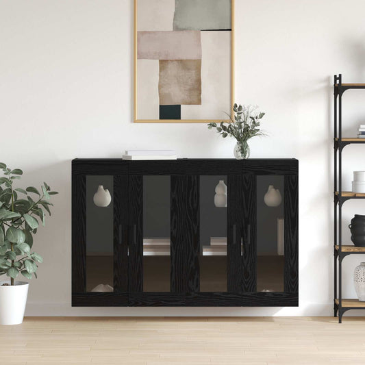 Wall Mounted Cabinets 2 pcs Black oak 69.5 x 34 x 90 cm