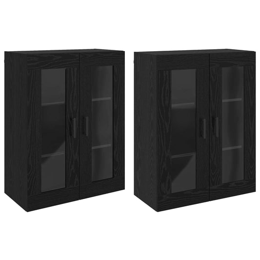 Wall Mounted Cabinets 2 pcs Black oak 69.5 x 34 x 90 cm