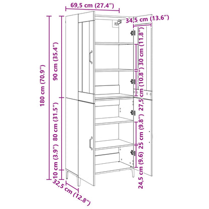 Highboard 2 pcs Artisan Oak 69.5 x 34 x 180 cm Engineered Wood
