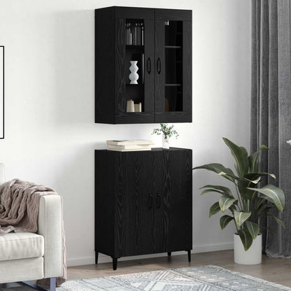 Highboard 2 pcs Black Oak Engineered Wood