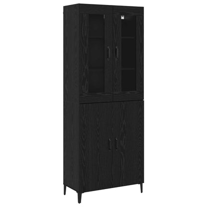 Highboard 2 pcs Black Oak Engineered Wood