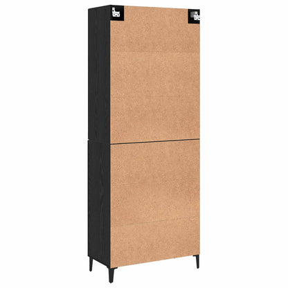 Highboard 2 pcs Black Oak Engineered Wood