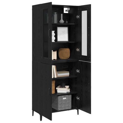 Highboard 2 pcs Black Oak Engineered Wood