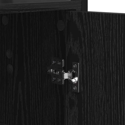 Book Cabinet Black Oak 60 x 24 x 161 cm Engineered Wood